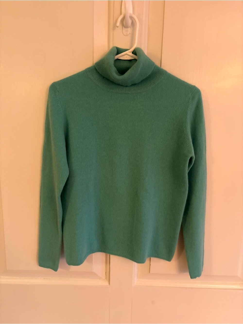 VTG Valerie Stevens Cashmere Sweater Mint Green 100% 2 Ply Turtleneck Women’s S